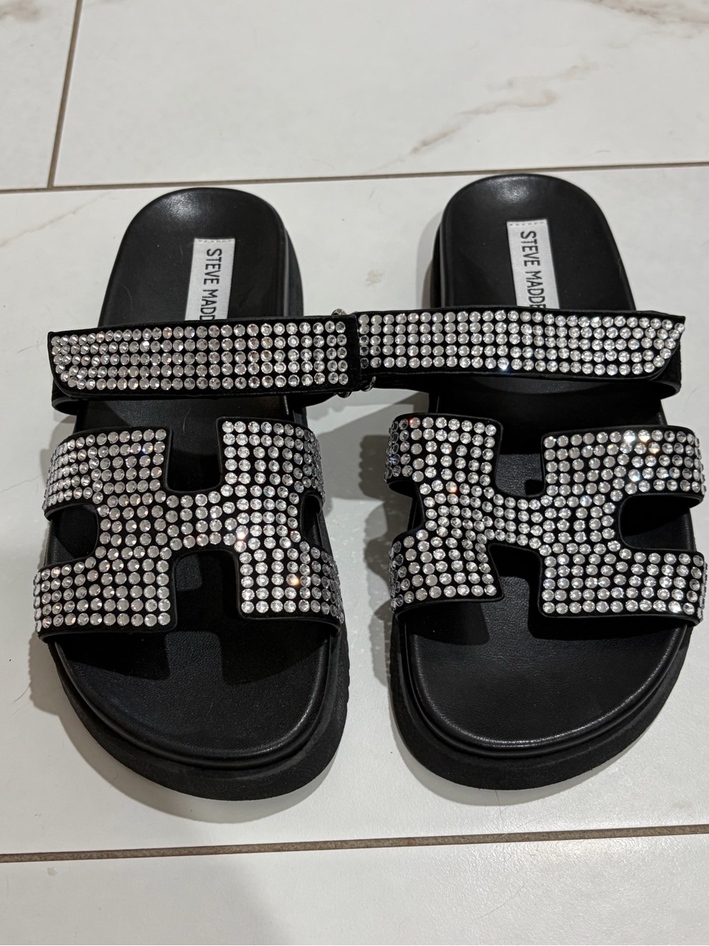 New Steve Madden Rhinestone Mayven Slide Sandals 7.5